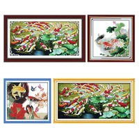 joy sunday wealthy fishes stamped embroidery cross stitch kits needlework printing 11ct 14ct counted patterns crafts decoration