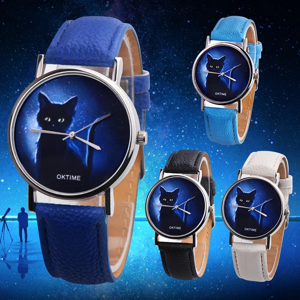 Часы женские кварцевые со звездным небом на кожаном ремешке | Наручные часы