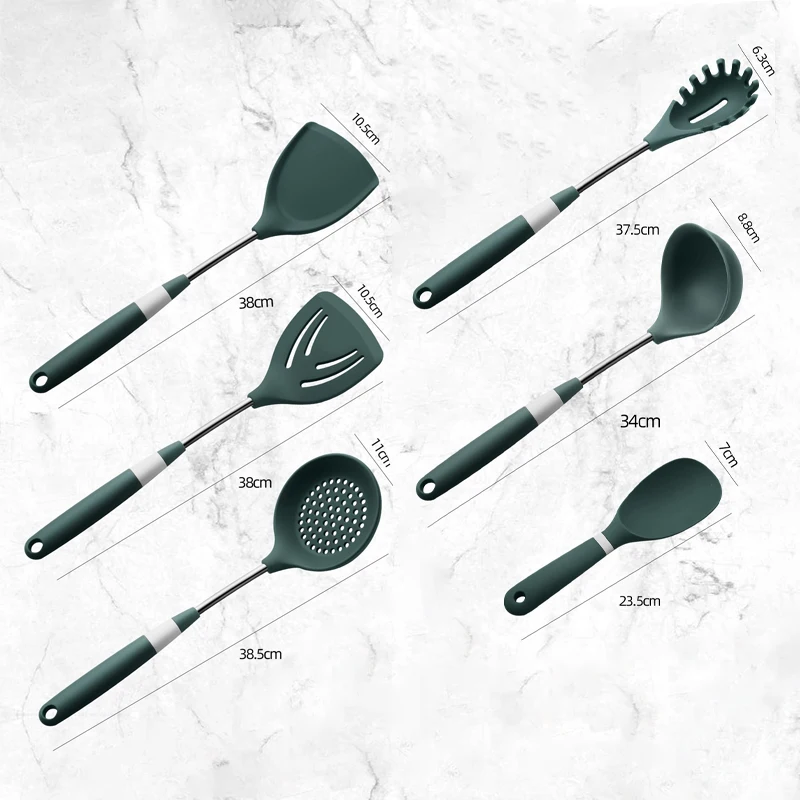 

Silicone Cooking Utensil Set Kitchenware Non-stick Cookware Cooking Tool Spoon Spatula Ladle Shovel Soup Kitchen Utensils Set