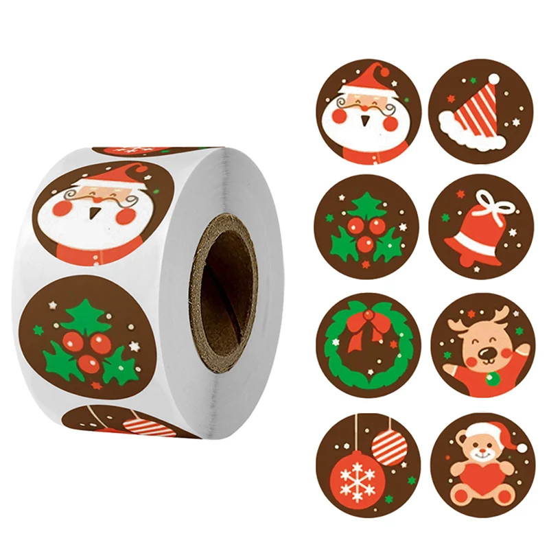 

500pcs Merry Christmas Stickers Christmas Tree Elk Candy Bag Sealing Sticker Christmas Gifts Box Labels Decorations New Year