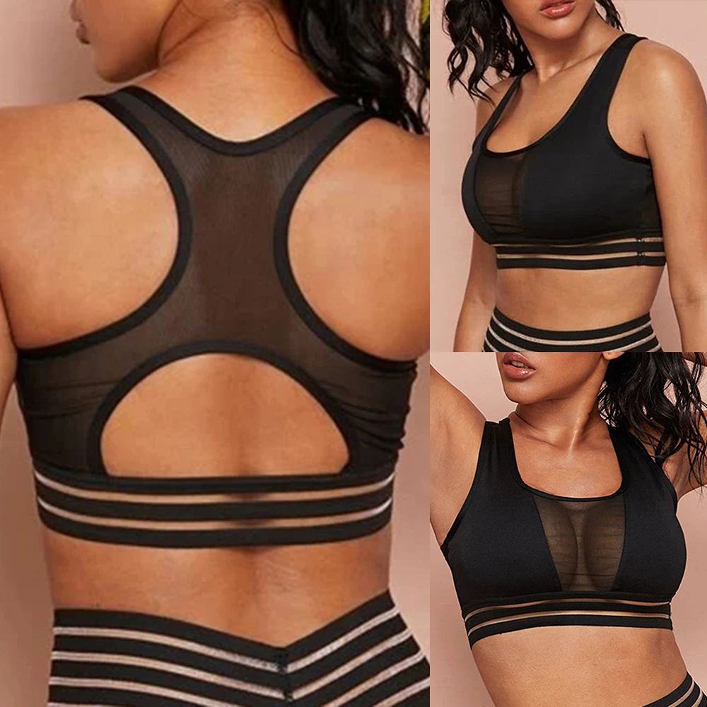

2021 Sport Bras Gym Underwear Women Yoga Shirt Breathable Mesh Tank Tops Running Vest Sports Top Push Up Brassiere Sportswear