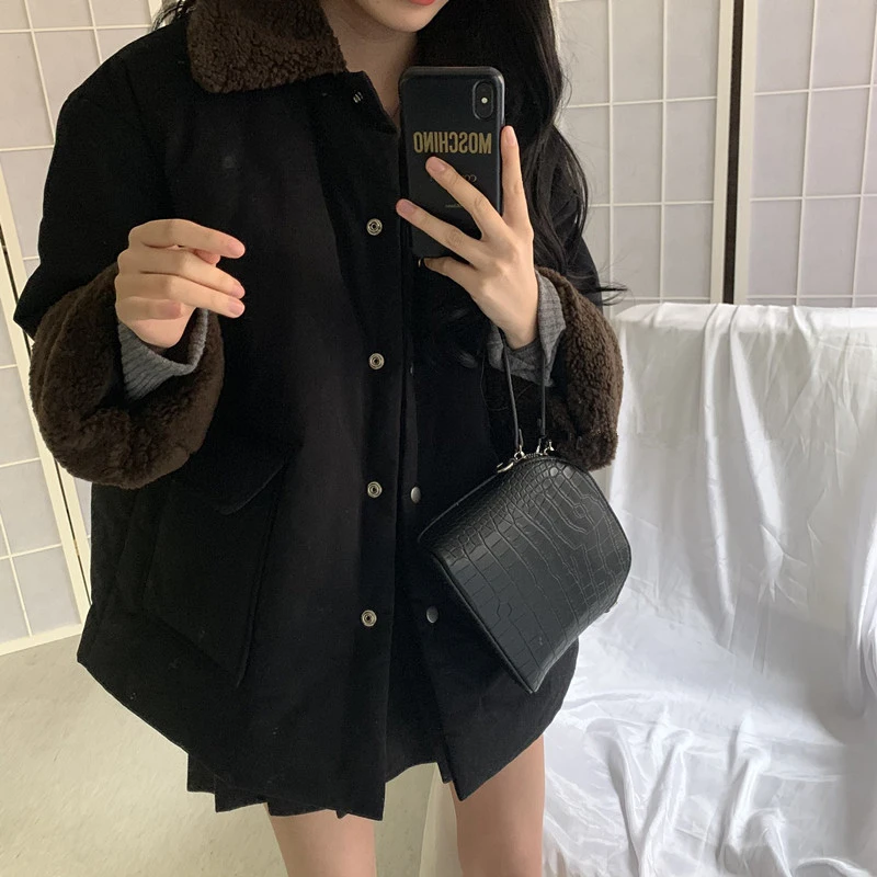 

Women Autumn Winter New Fashion Loose Casual Solid Color Warm Parkas Female Brand High Quality Coat Ladies Elegant Coats ML813