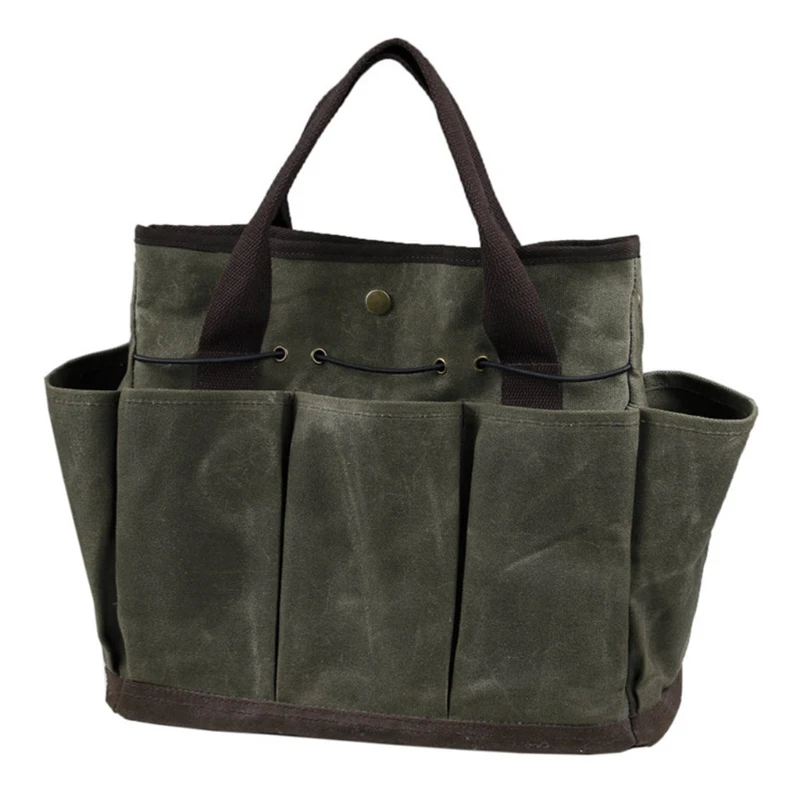 

Large Capacity Durable Soft and Wet Wax Multi-pocket Garden Canvas Tool Bag Place Fertilizers Seeds Using Tools