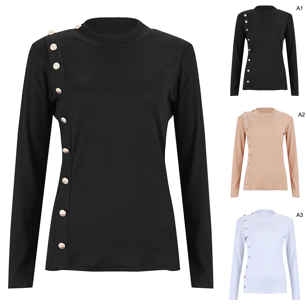 Zebery женские весенние базовые рубашки с боковой пуговицей блузка осенние