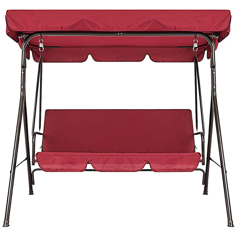 Terrace Swing Chair 2 Pieces / Set Universal Garden Chair Dustproof 3-Seater Outdoor Cover (Red)