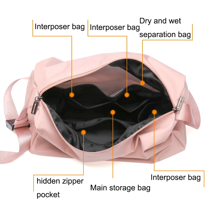 Internet Star Women Sports Bags Nylon Waterproof Gym Bag Pink Swimwear Clothing Organizer Ladies Shoulder For Fitness | Спорт и