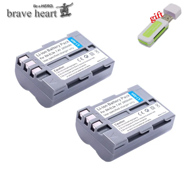 2battery EN-EL3e EN EL3e ENEL3e 1520 мАч батарея для камеры Акку+ ЖК USB зарядное устройство для Nikon D30 D50 D70 D90 D70S - Цвет: 2battery