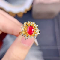 meibapj natural ruby gemstone fashion golden flower ring for women real 925 sterling silver fine wedding jewelry