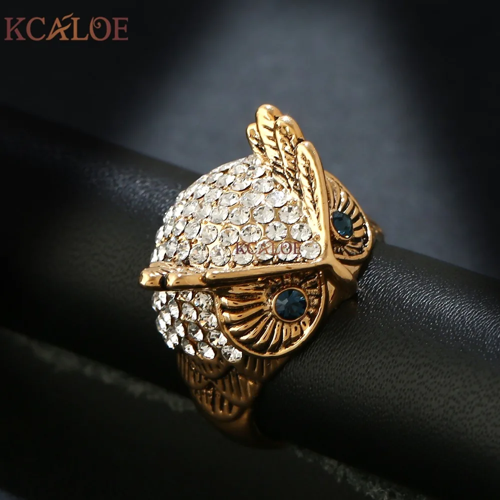 Кольцо с большой совой KCALOE кольцо из титана золотым и серебряным покрытием