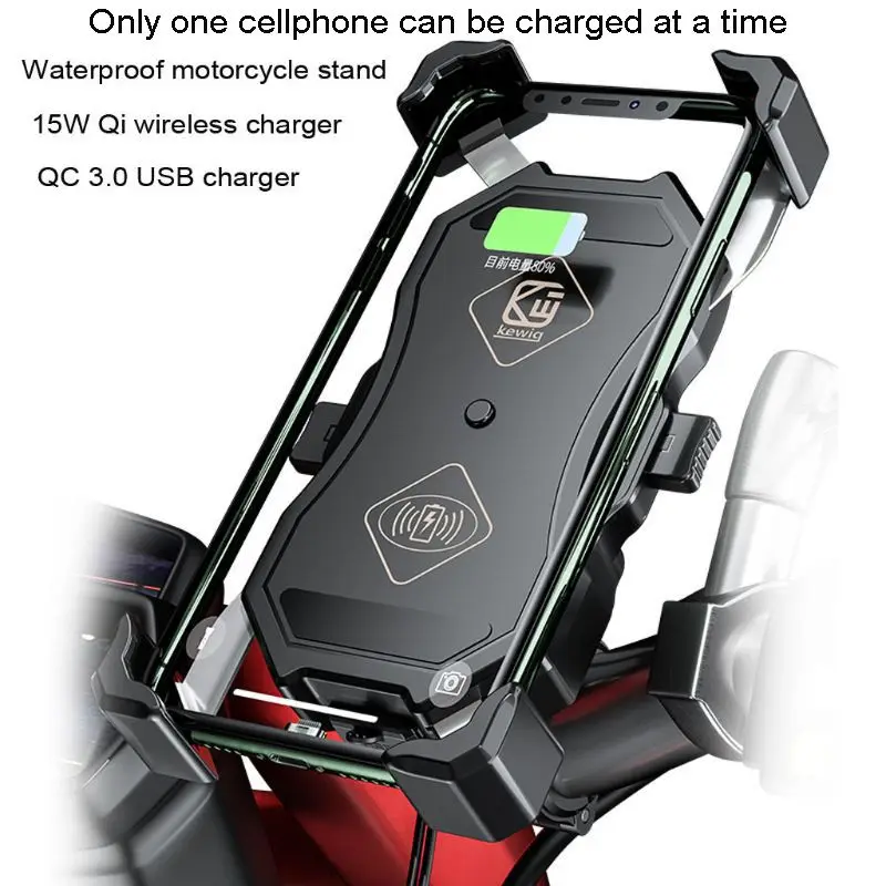 

Elevated Version Waterproof 12V Motorcycle QC3.0 USB 15W Qi Wireless Charger Mount Holder Stand for Cellphone Mobile GPS