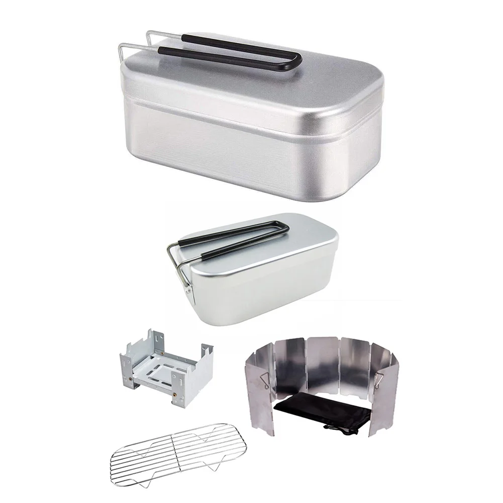 

Outdoor Travel Food Container Mini Foldable Aluminum Alloy Picnic Box Dinner Pail Lunch-Box Breakfast Storage Dinnerware