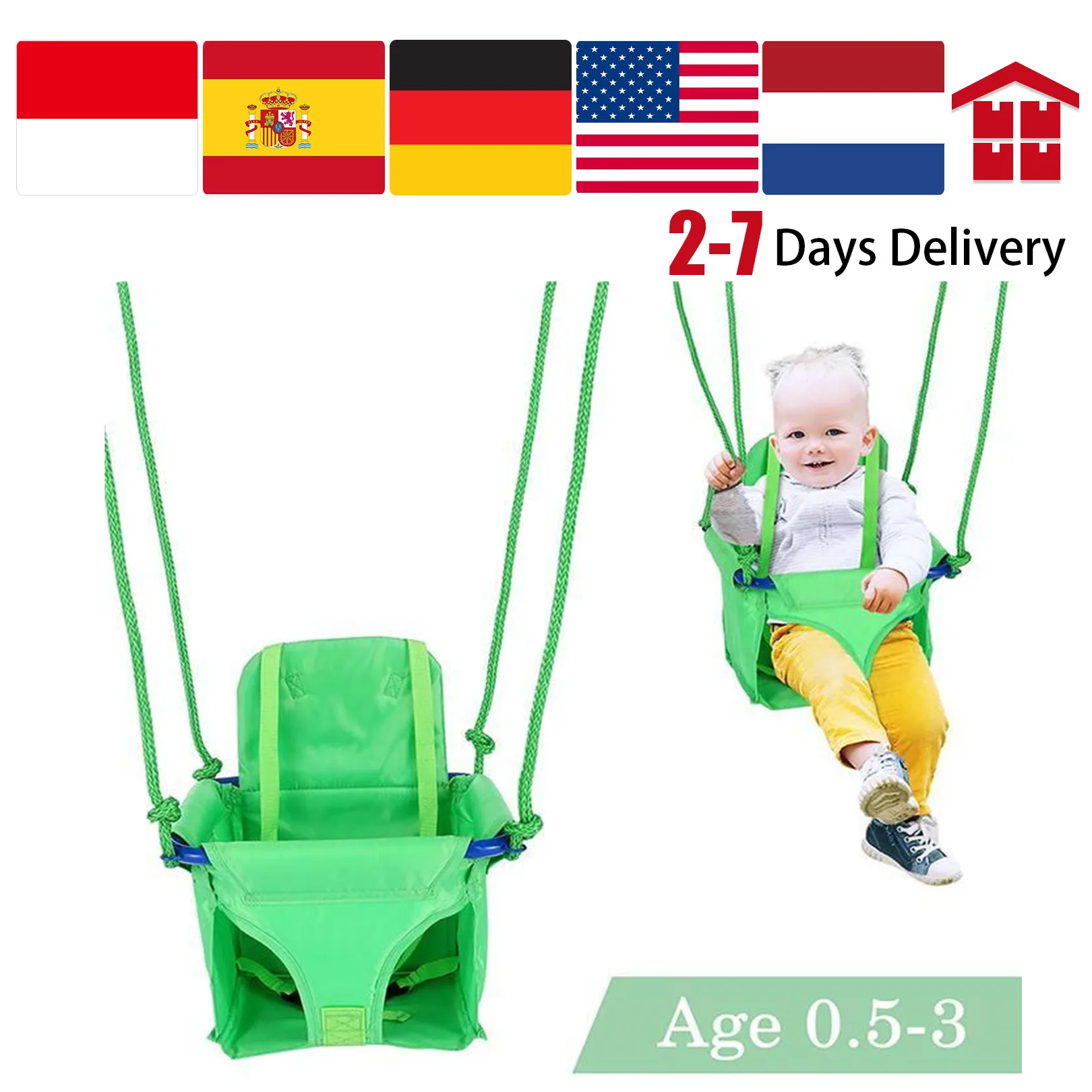 

12.5x10.5x14.5inch 6 Months Old Toddler Swing Infants Tree Play Adjustable Rope Playground Hanging Seat Set