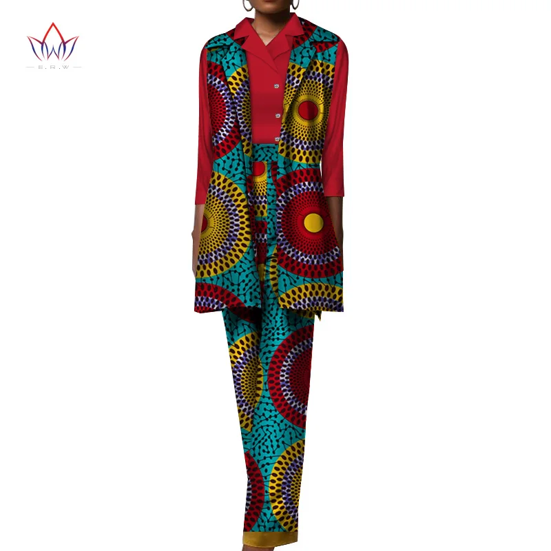 Комплект женской одежды из 3 предметов рубашка и жилет африканская одежда