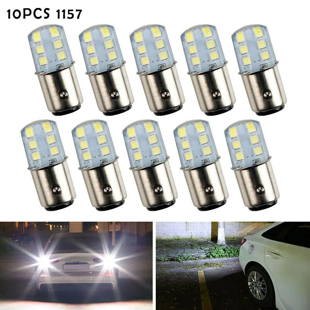 

7000K-8000K 10pcs 1157 LED Strobe Flash Light Bulbs Reverse Brake Lamp 12V White High Brightness LED Light
