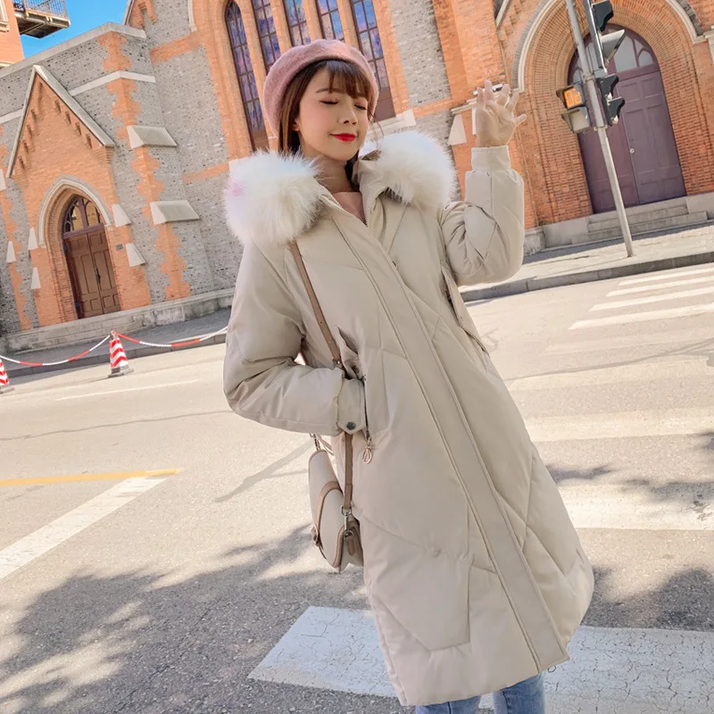 Пуховая парка новые зимние пальто для женщин большой меховой воротник пуховик