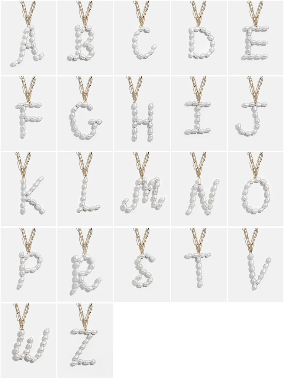 

Letter A-Z Fresh Water Pearl Initial Pendant Necklaces Chain Link Alphabet Necklace for Women Fashion Jewelry Gift