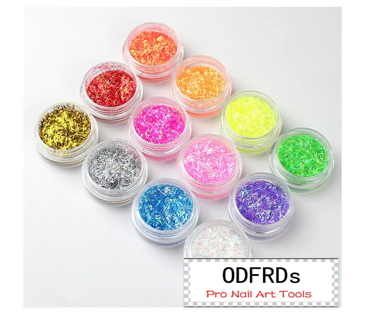 Модная блестящая маленькая полоска для ногтей светящаяся пудра украшения