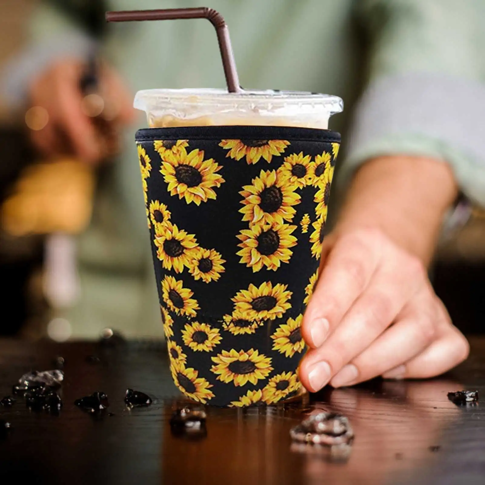 3 шт. многоразовые ледяные кофейные чашки с защитой от падения неопреновый рукав