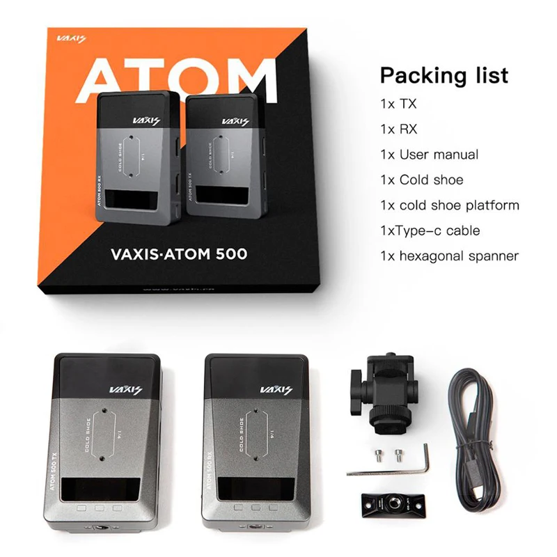 

Vaxis ATOM 500 Wireless Transmitter Receiver 1080P HD Dual HDMI Image Video Wireless Transmission System photography Camera