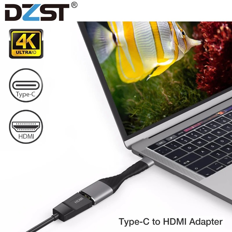 

DZLST USB C to HDMI-compatible VGA Adapter Portable Type C 4K HDMI-compatible Cable 4K@30Hz/60Hz Thunderbolt Dongle for Macbook