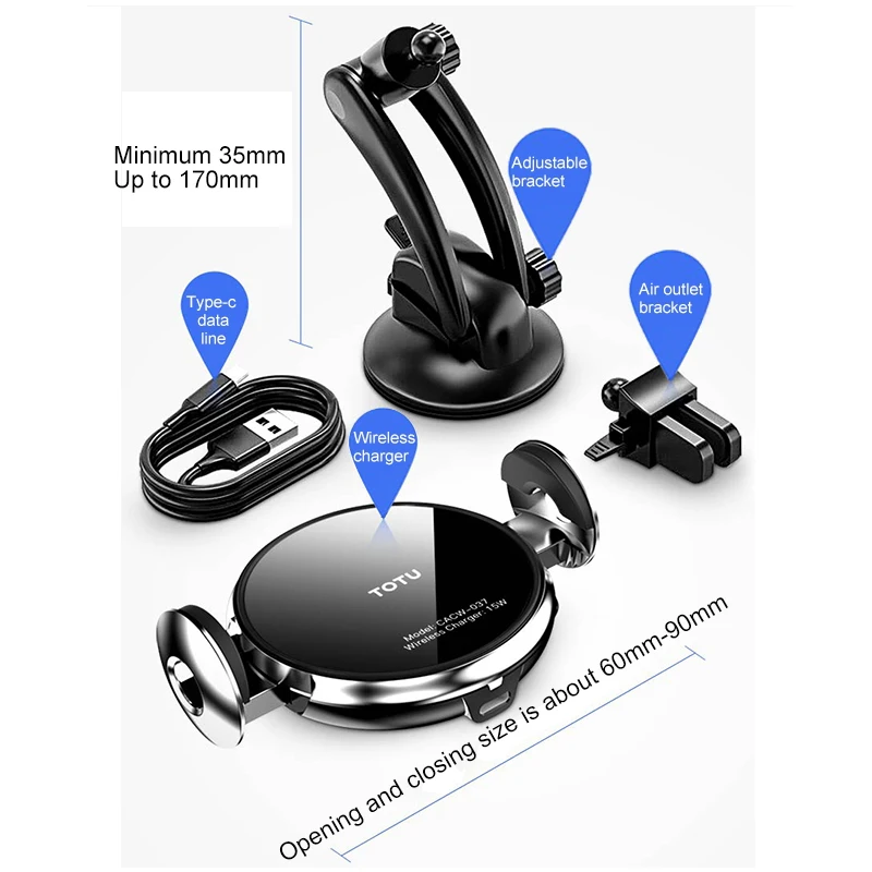 Автомобильный держатель для телефона Беспроводная зарядка samsung IPhone xr Xiaomi