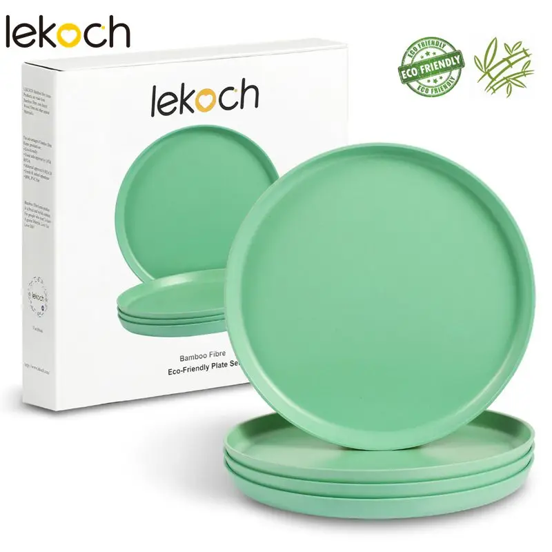 LEKOCH зеленая бамбуковая детская посуда набор посуды здоровые биоразлагаемые