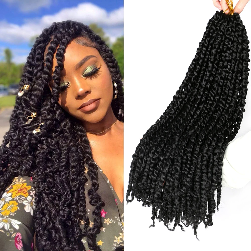 

Mtmei Hair Pre Twisted Passion Twist Hair Crochet Braids Twist Braids 18" 11Strands Black Brown Bug Ombre Braiding Hair