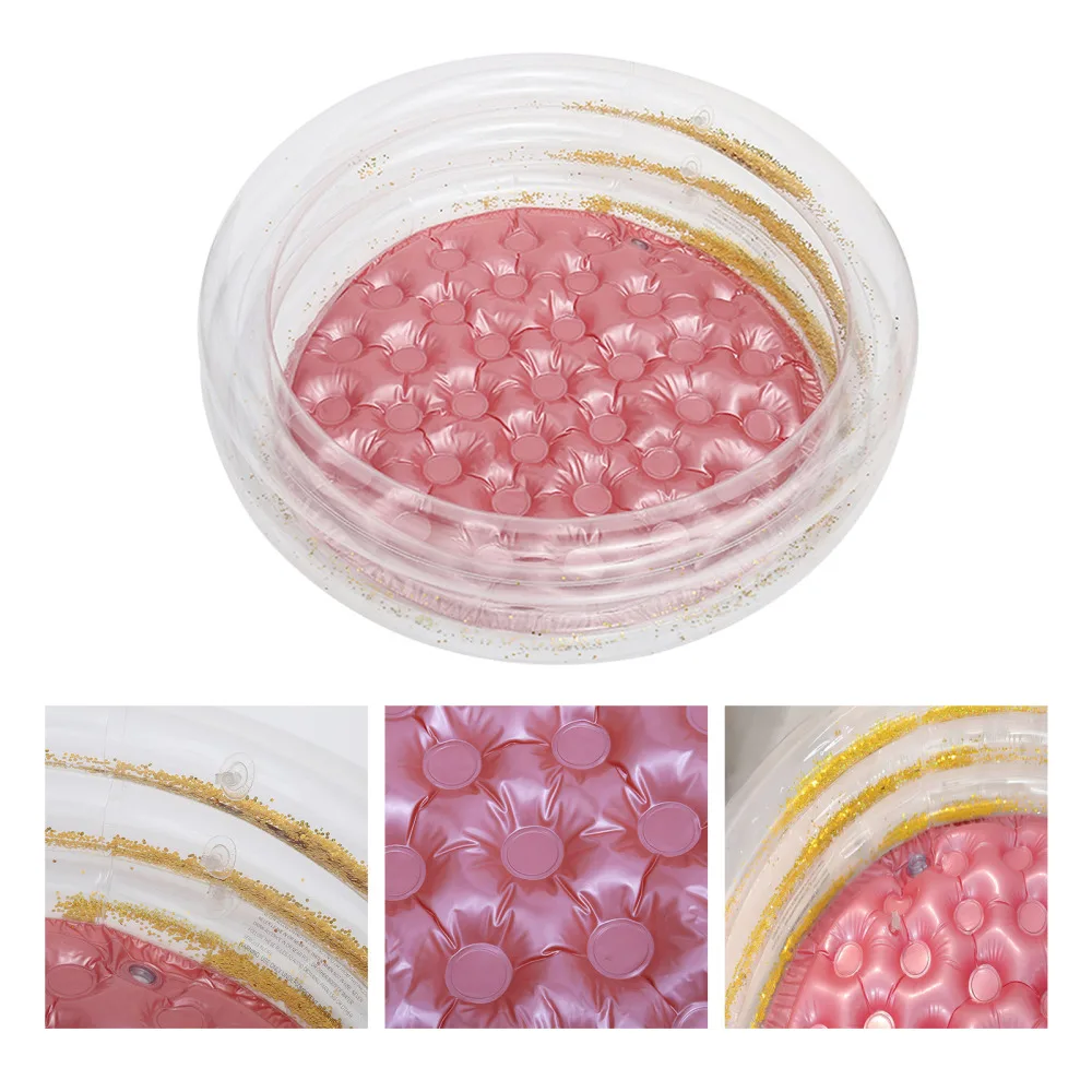 Надувной бассейн с блестками детский большой розовый для девочек Круглый