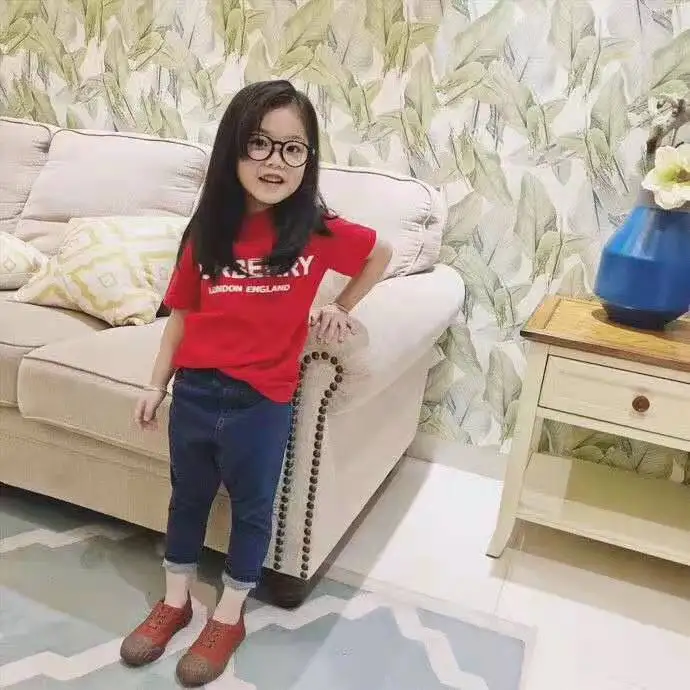 

2-10 years old kid's Summer cotton White and red T-shirt with tag