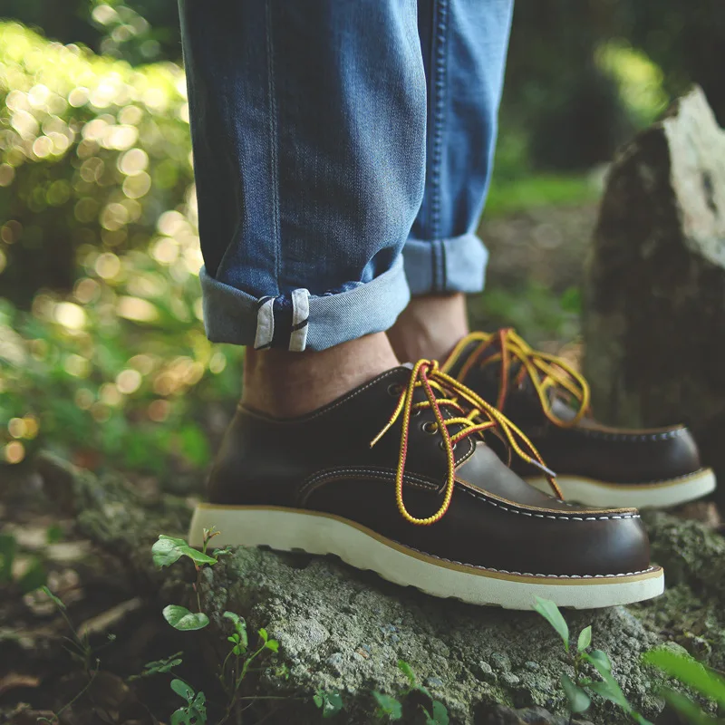 Jual Sepatu Kasual Pria Sepatu Oxford Retro Kulit Asli Bersirkulasi Sepatu Bot Berkendara Panjang Untuk Pria Desain Merek Datar