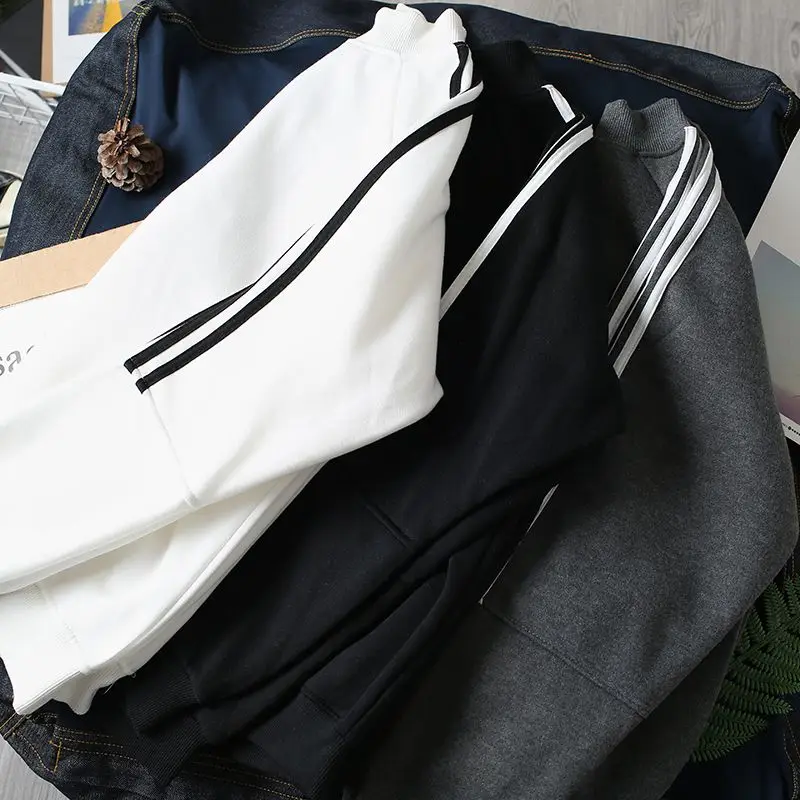 Men Japanese Style Warm Solid Color Round Collar Sweater Long Sleeve Elastic Slim Pullover Tops