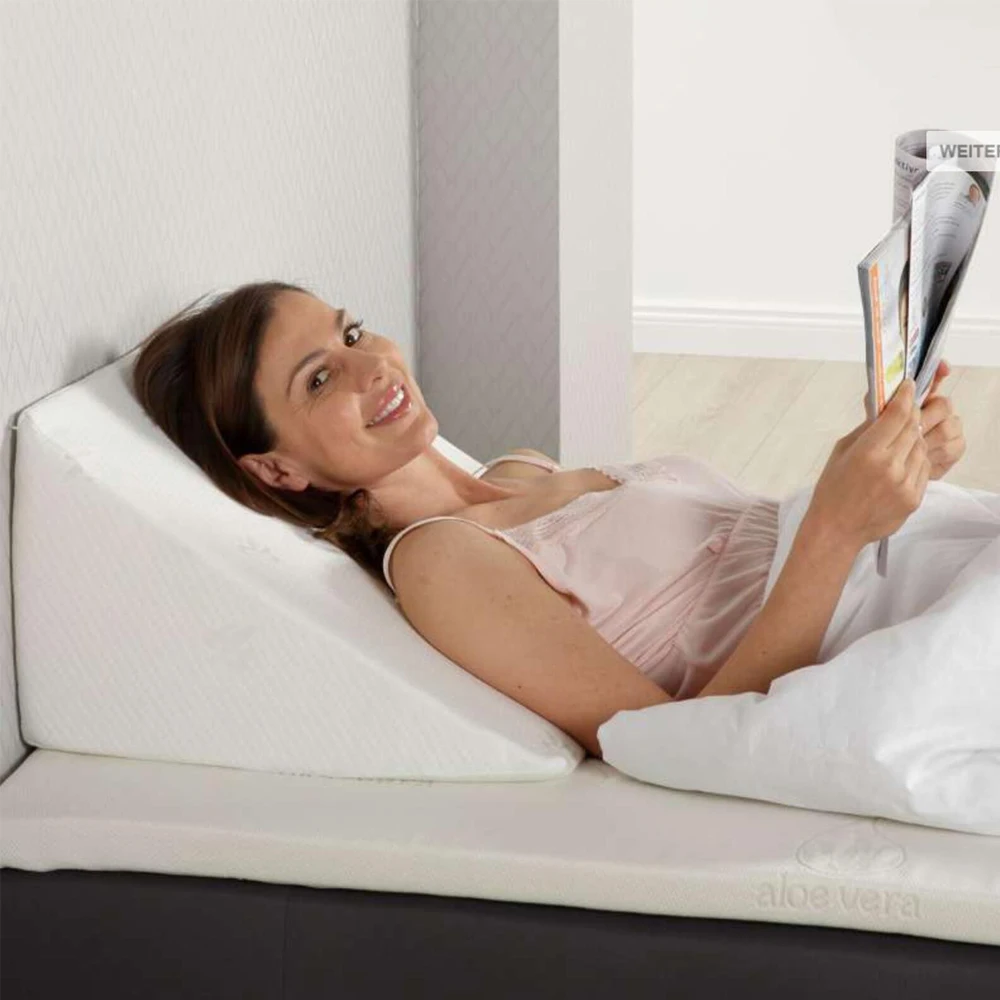 

Wedge Bed Pillow Helps with Sleep & Acid Reflux Elevated Supportive Cushion Removable PillowcaseLeg Pillow