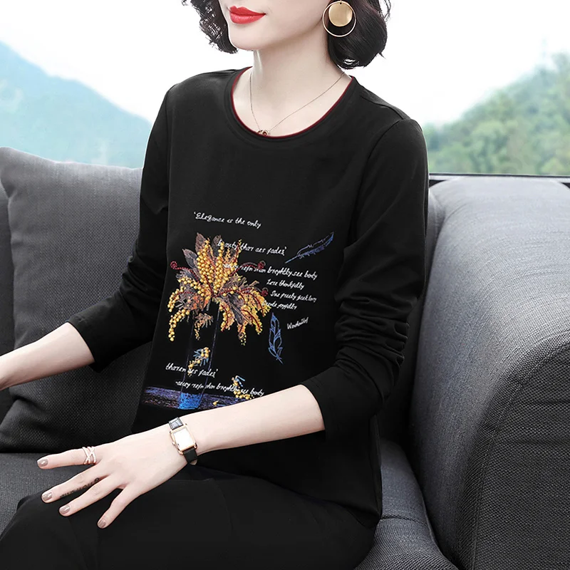 Новинка Осень-зима Свободная блузка рубашка с длинным рукавом женская футболка