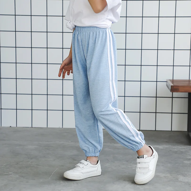 Летние штаны для девочек детские брюки в полоску маленьких мальчиков хлопковые