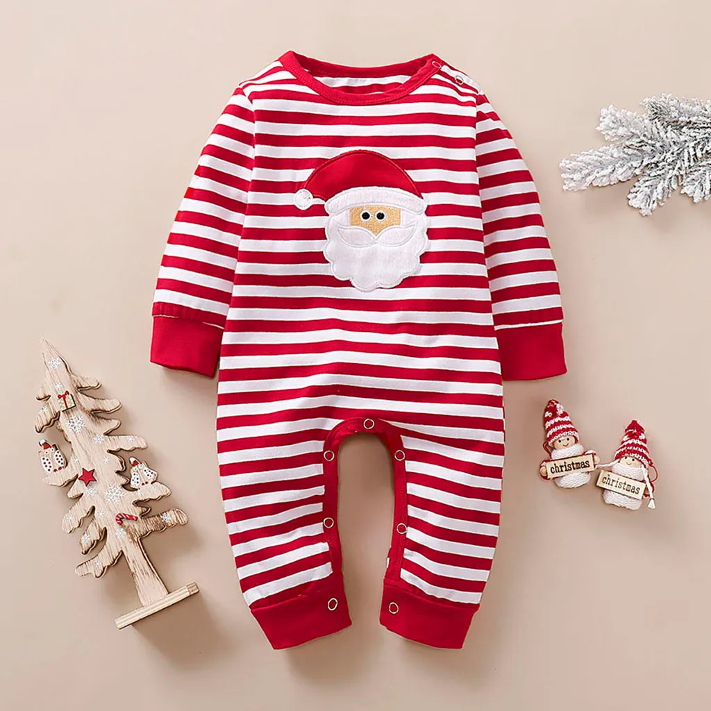 Christmas Baby Girls Boys Clothes Newborn Infant baby Striped Romper Kids Costume Clothing Cute Outfit 0-24M | Детская одежда и