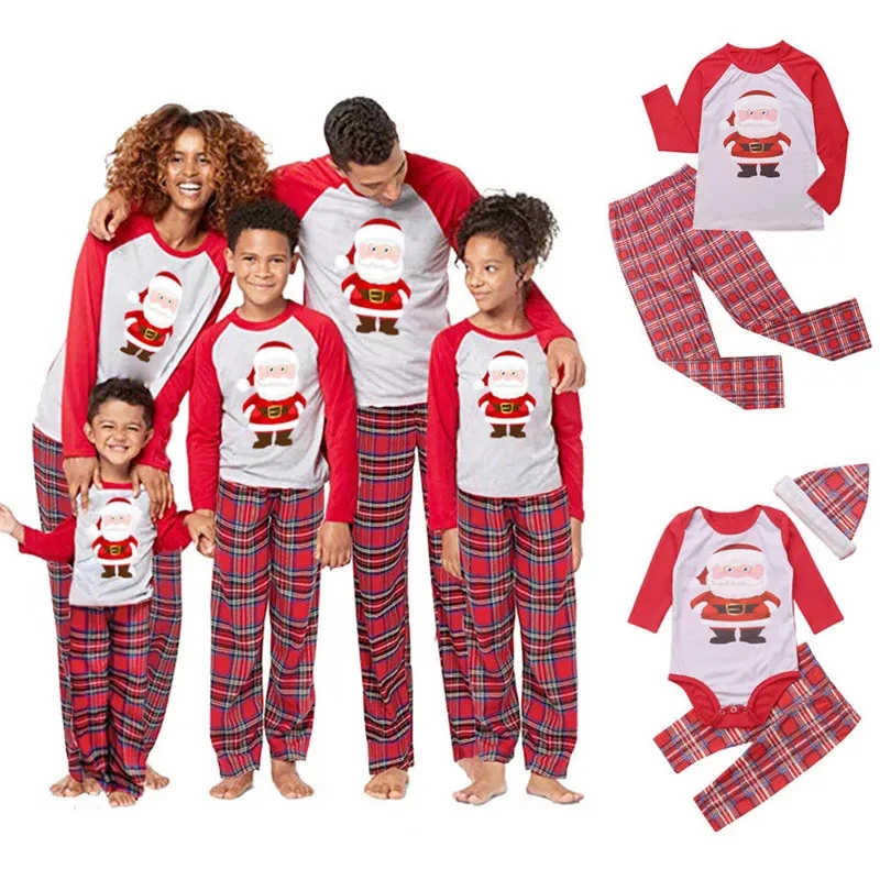 

2021 Family Christmas Pajamas Matching Clothes Set Santa Claus Xmas Pyjamas Mother Daughter Father Son Outfit Family Look Pjs