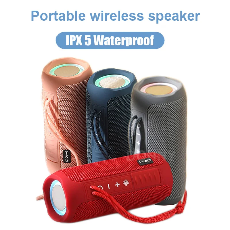 

LED Portable Speakers Wireless Bass Subwoofer Waterproof Outdoor Column Boombox FM Radio AUX USB Stereo Loudspeaker Music Center