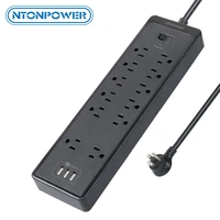 ntonpower us power strip surge protector extension cord 12ac power plug multiple outlets for electricity for home office kitchen