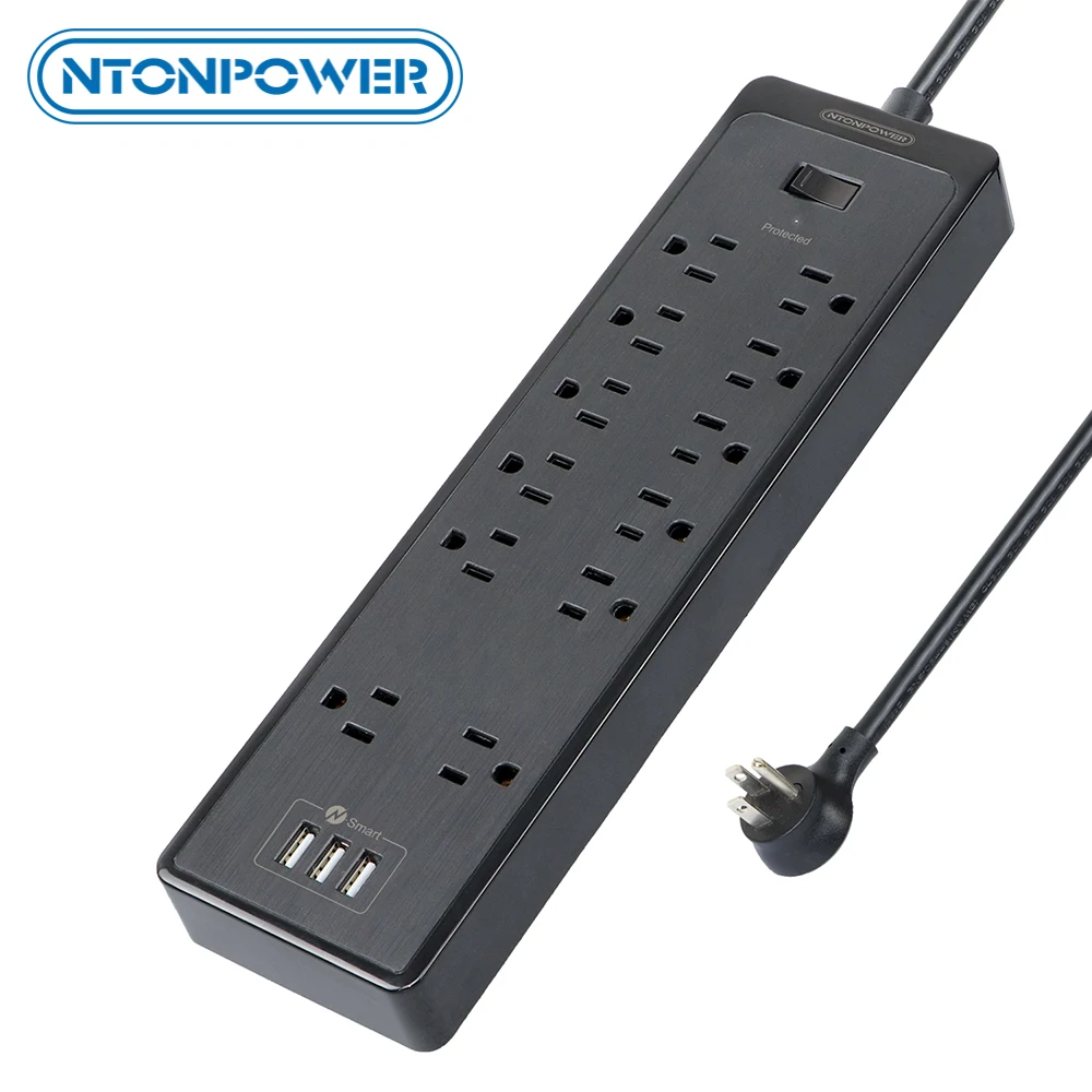 NTONPOWER US Power Strip Surge Protector Extension Cord 12AC Plug Multiple Outlets For Electricity Home Office Kitchen | Электроника