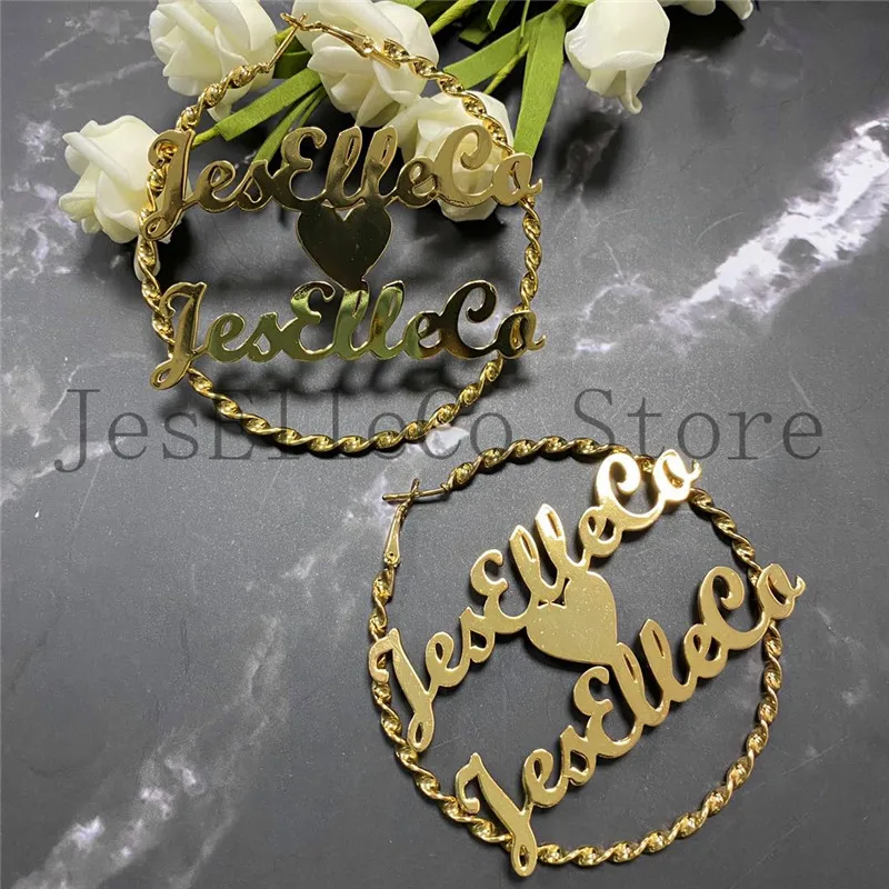 Пользовательское имя серьги персонализировать нержавеющая сталь цвета: