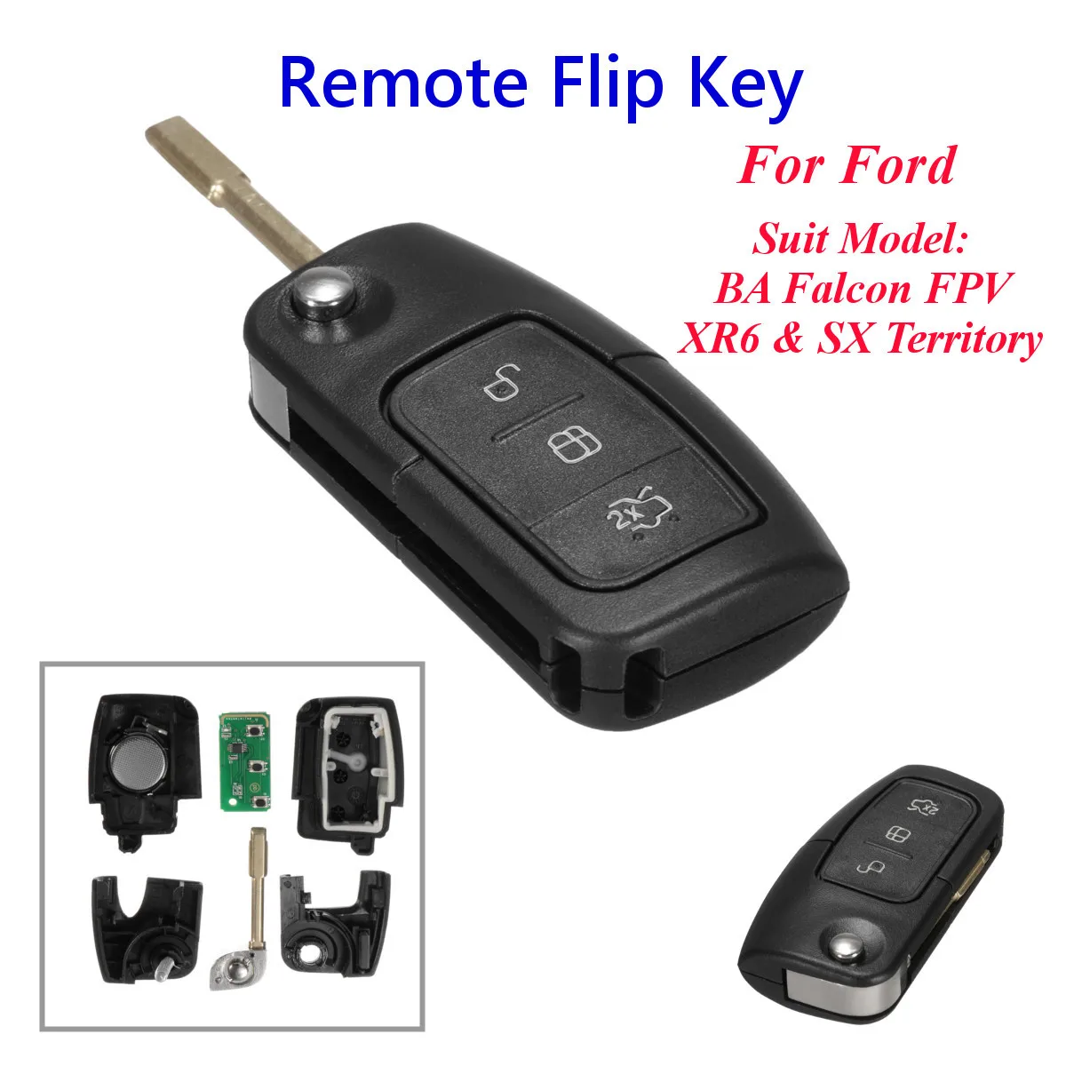 Горячая новинка 3 кнопки дистанционного флип ключа чехол для Ford Transponder BA Falcon FPV XR6