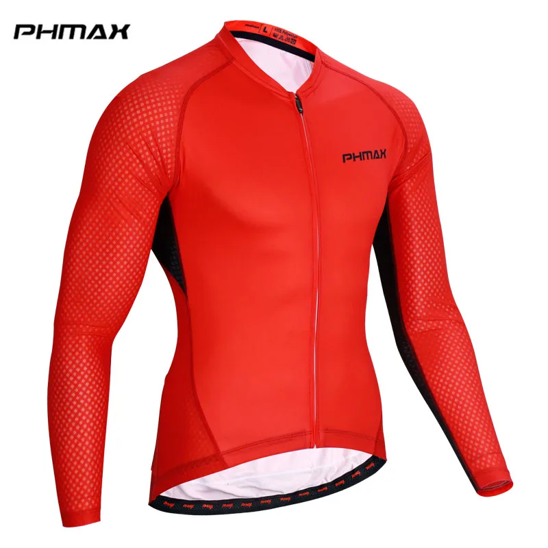 PHMAX полиэстер мужской Pro Джерси Майо для велоспорта Ropa Ciclismo MTB велосипед одежда с длинными рукавами гонки на велосипедах велосипедные костюмы - Цвет: Красный