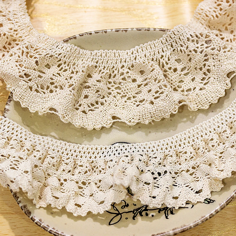 

4.2cm/5.5cm/6cm/7.7cm wide 3yard/lot Beige Natural Pure Cotton Thread Elastic Lace Trim DIY Material Good Quality X1491