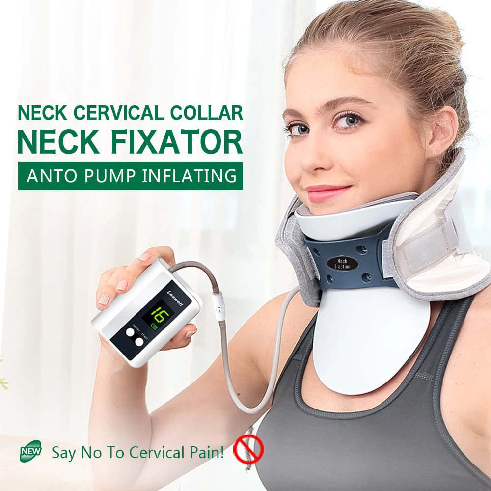 Cervical Neck Traction Device Smart Inflatable Adjust Neck Collar Supporter Belt Stretcher Physical Therapy Heating Pain Relief