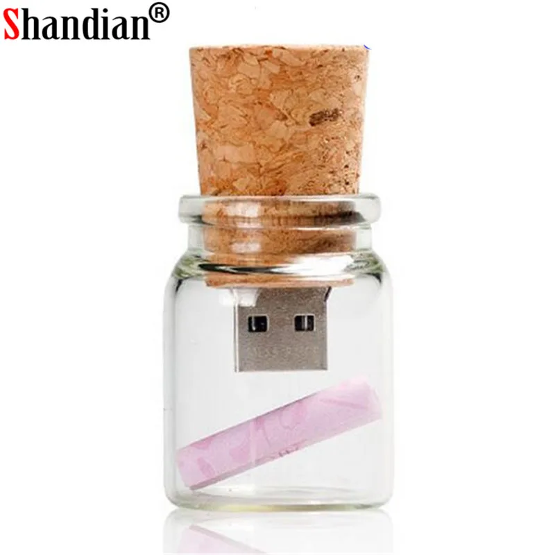 SHANDIAN модная бутылка-мессенджер usb 2 0 карта памяти стеклянная бутылка для дрифта