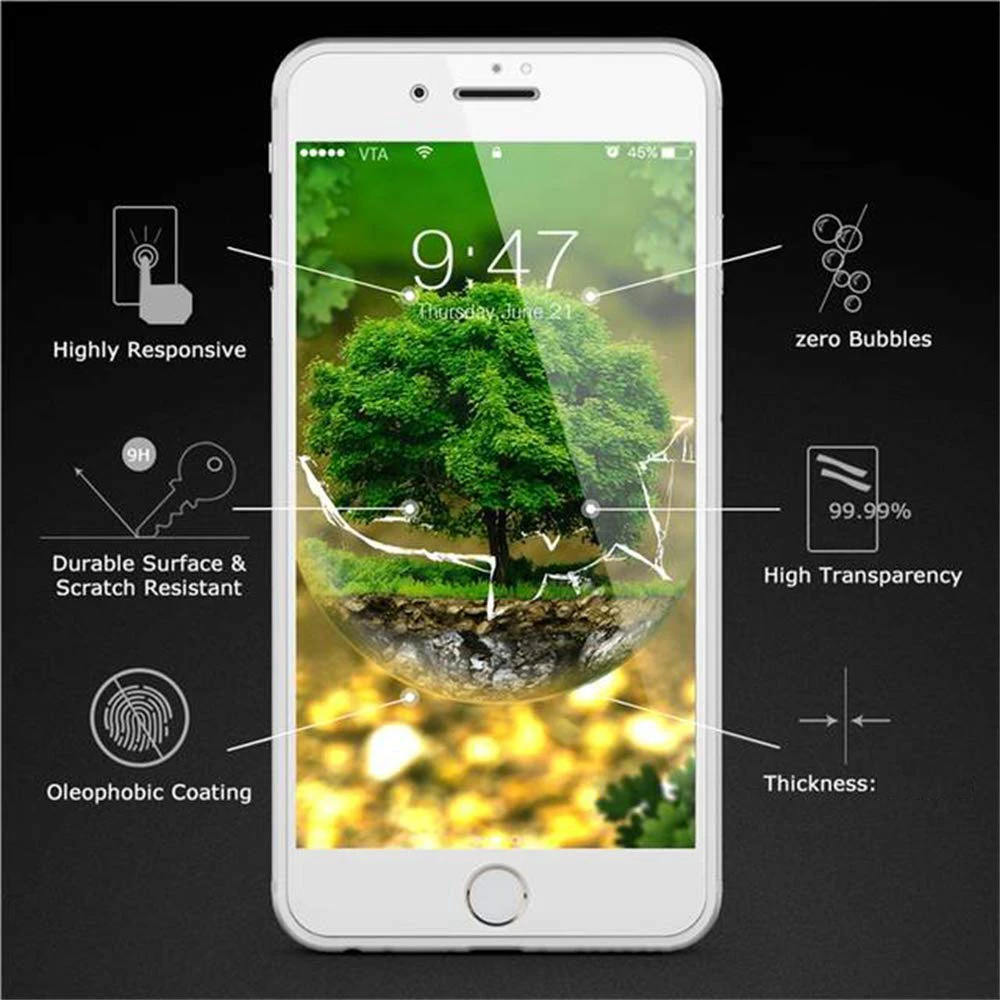 HOCO 0,25 мм Полное покрытие закаленное стекло для iPhone 7 6s 8 Plus защита экрана 3D Защитное стекло для iPhone 6 Plus