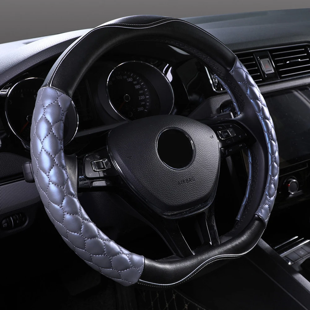 

Автомобильный 38 см Кожаный чехол рулевого колеса автомобиля Защита Чехол для Audi Toyota Honda Cadillac Volvo BMW Nissan интерьер стиль