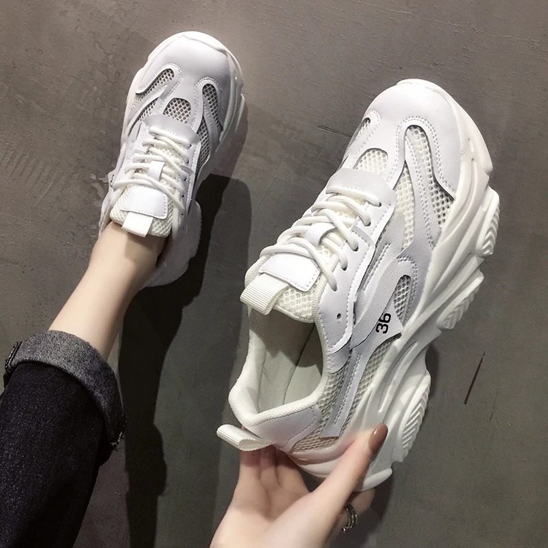 

Sports Shoes Lady Mixed Colors 2021 Fashion Women's Casual Female Sneakers Shallow Mouth Round Toe All-Match Clogs Platform Bask