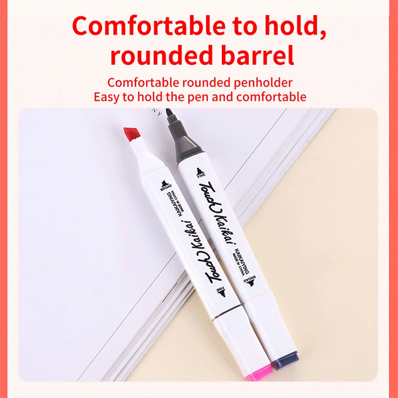Rotuladores de colores duraderos e impermeables, rotuladores art&iacute;sticos permanentes de doble punta, accesorios de dibujo, 24-60 colores-3