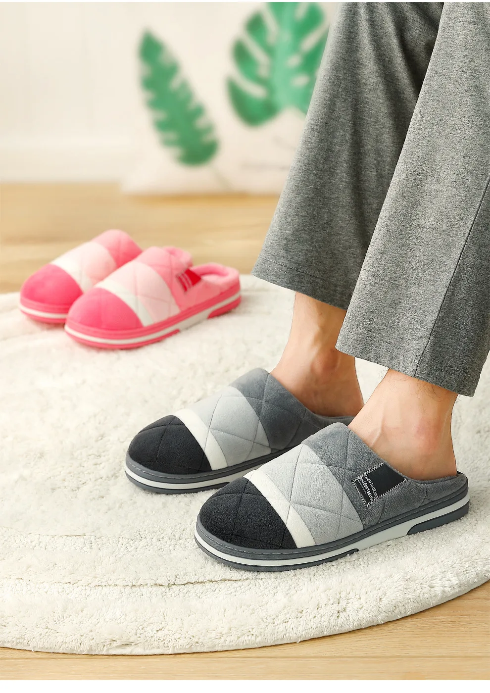 Домашние тапочки для мужчин; Зимняя мужская обувь; Schoenen Mannen Buty Meskie Sloffen Pantoffels; короткие плюшевые тапочки; Chausson; меховые тапочки для влюбленных